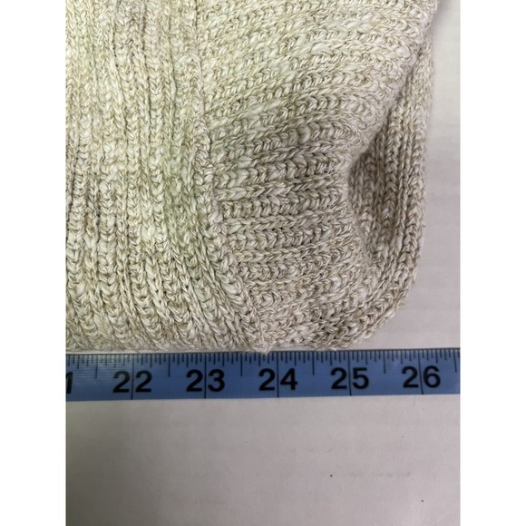 Vintage 70s LL Bean Mens Large Cotton Rayon Jute Knit V-Neck Sweater Tan USA - Picture 6 of 8